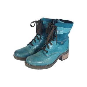 Dromedaris Women's Kara US6,5 EU37 Teal Leather Fleece Lined Combat Boots